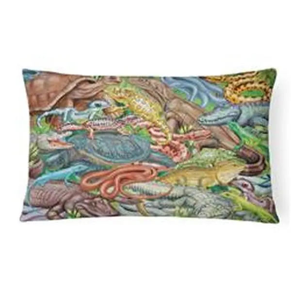 12x3x16 in. Polyester Reptile Themed Canvas Fabric Decorative Pillow - Snakes/Turtles Designs, Fade Resistant, Machine Washable, Indoor/Outdoor Use