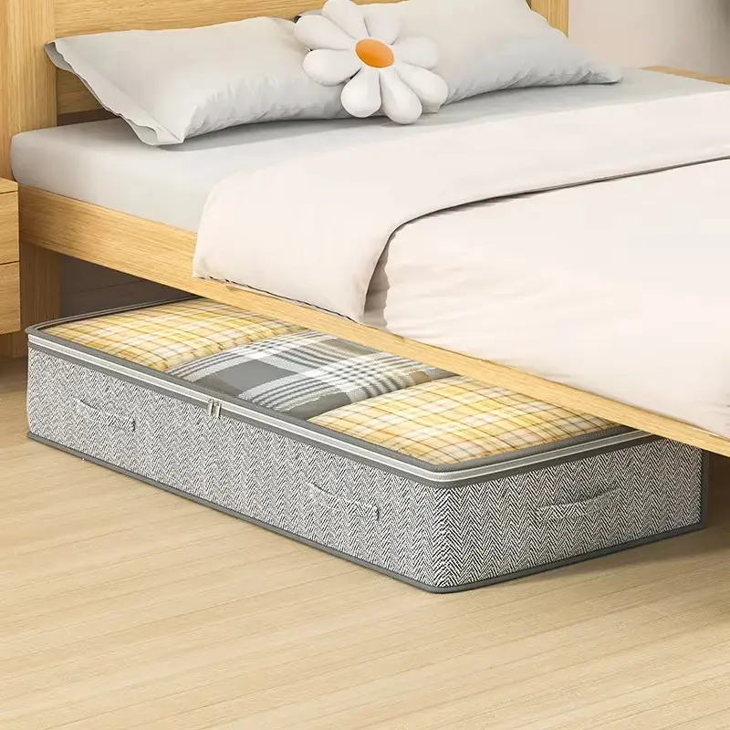 Under-Bed Storage Box with Handles - Stackable Durable Non-Woven Fabric Organizer, Space-Saving Multi-Functional Clothes & Bedding Organizer for Bedroom,Wardrobe Organization, Under-bed Storage