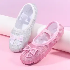 SHUJUAN Children's Dance Shoes Soft Bottom Training Shoes Kids Ballet Shoes Girls Dance Performance Cat's Paw Dancing Shoes