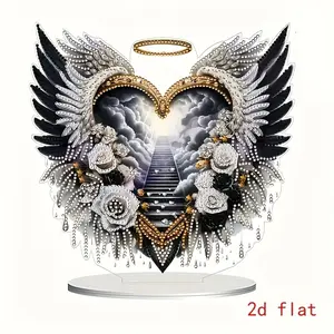 2D Flat Heaven Door Rose Wings Diamond Painted Decorative Figurine, DIY Irregular Crystal Artificial Diamond Craft, Handmade Gift, Handicraft, Handcraft