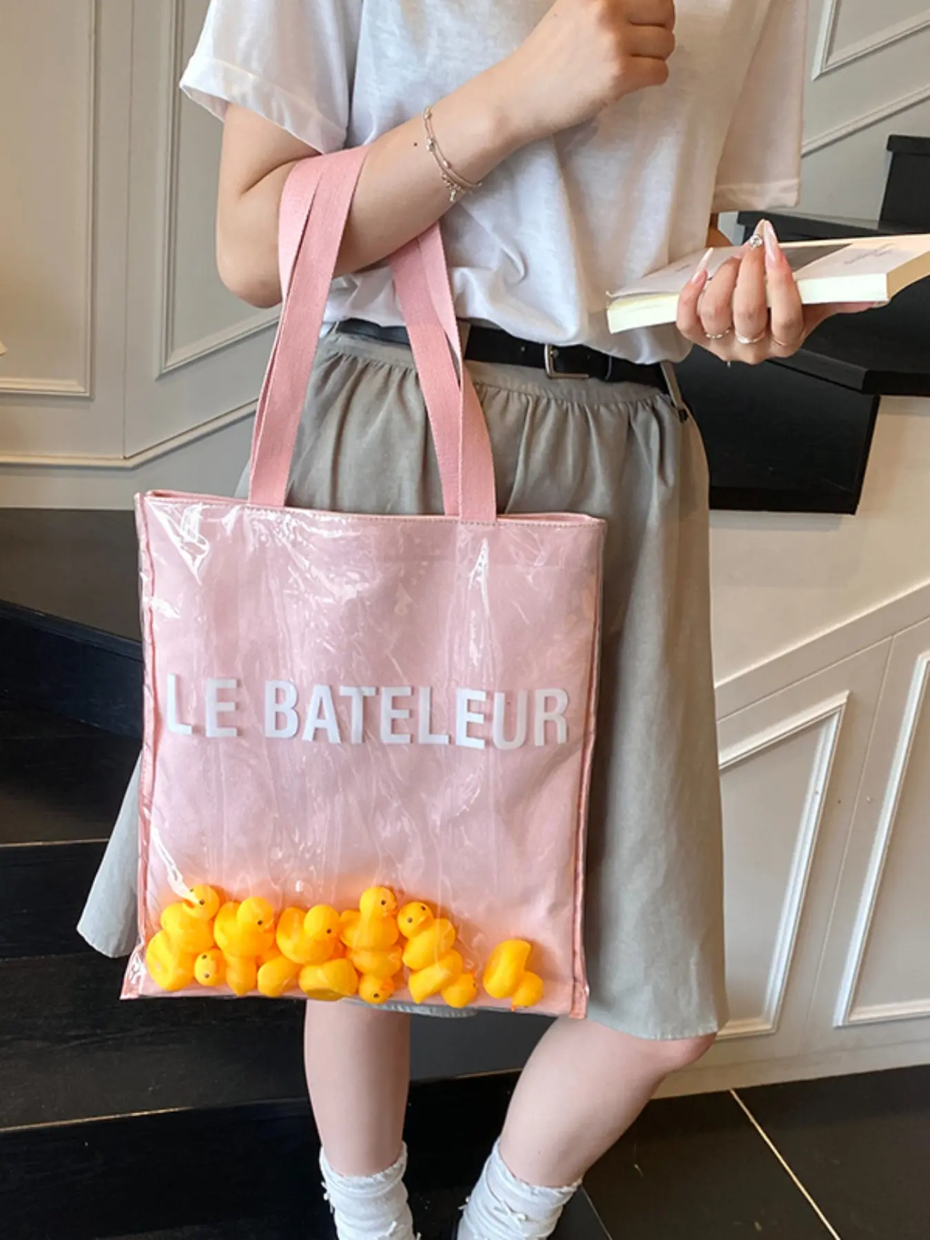 2026 New Transparent PVC Duck Bag, Fashion Lightweight Handbag, Large Capacity Student Commute Tote, Casual Sports Bag