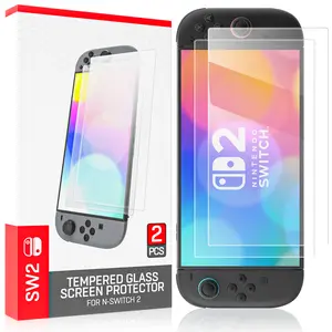 Glass Screen Protector for Nintendo Switch 2,Tempered Glass Screen Protector 2 Piece,Case 9H Hardness/Anti-Scratch/Shatterproof/Ultra Clear 2025 Switch 2 Console Accessories