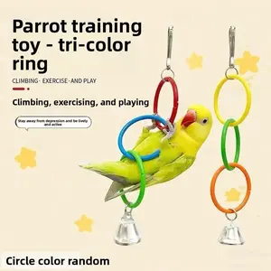 Parrot Three-Color Ring Bird Cage Accessories, Climbing DIY Round Ring Stand, Five Color Rings Chew Bite Pet Supplies, Bird Toys