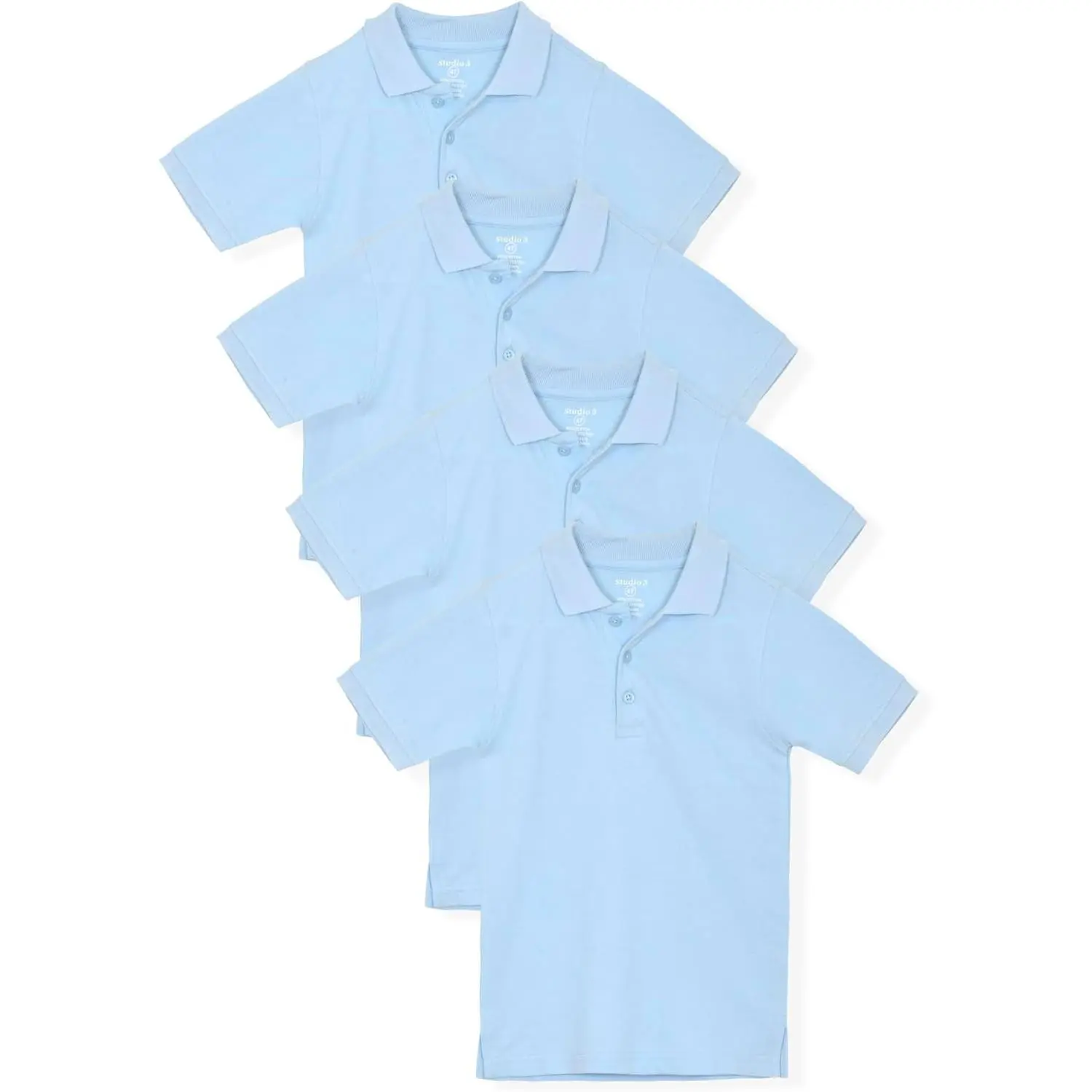 Studio 3 Boy’s - 4-Pack School Uniform Short and Long Sleeve Pique Polo Shirts