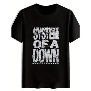 Men's Vintage System of a Band T-Shirt - Iconic Logo & Album Art Print, Lightweight Stretchable Loose Fit Short Sleeve Crew Neck Tee for Concerts, Festivals, Casual Wear - All-Season Rock