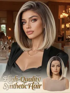 13x4 HD Synthetic Lace Wig 10 Inch Bob Hair Soft and Realistic High-Temperature Fiber Styling, Breathable Mesh Cap for Daily Wear Straight Bob Wig, Synthetic Material Wigs, Heat Resistant Wigs