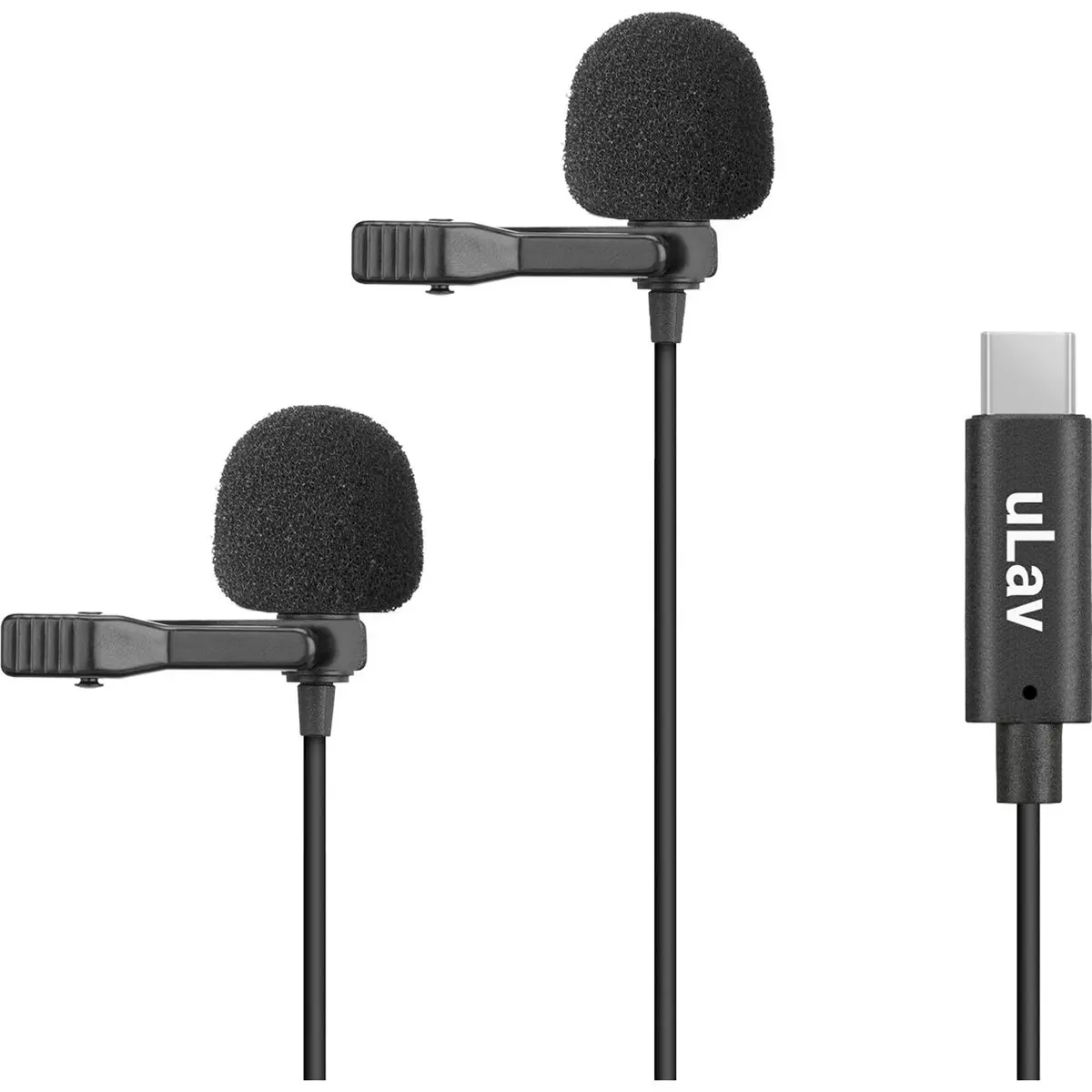 Movo Photo uLav-DUO Dual Digital Clip-On Omnidirectional Lavalier Microphone with USB Type-C Plug for Smartphone, Android Device, High-Quality Audio Recording