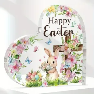 Easter Home Decorations, Easter Banner, Acrylic (PMMA), Mixed Color, for Easter Table Decoration, Table Centerpiece, as Gift to Family and Friends
