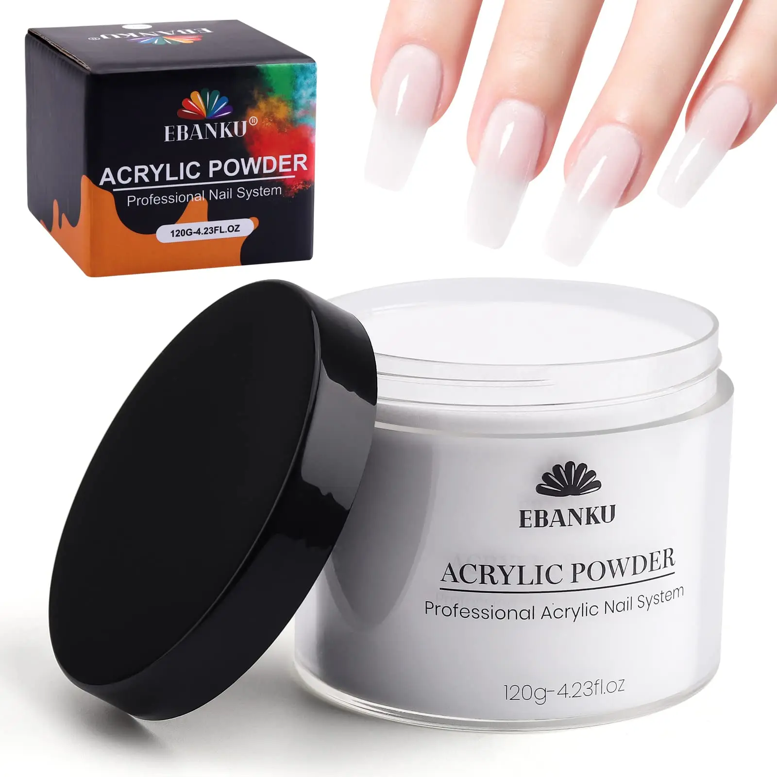 Clear Acrylic Powder, 120g/4.23oz Acrylic Powder Large Capacity Professional Acrylic Nail Powder for Nail Acrylic Extension, Nail Carving, Long-Lasting, No Nail Lamp Needed