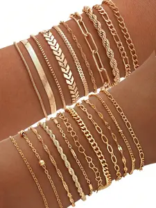 Fashionable Metal Multi-chain Layered Stackable Bracelet Set, Trendy Bangles Jewelry for Women & Girls, Casual All-match Accessories for Party, Daily Clothing Decor