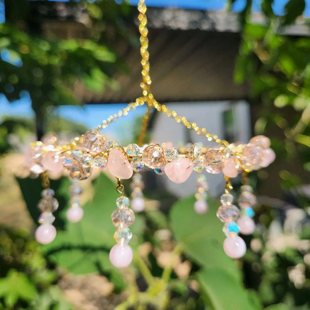 Small Suncatcher Chandelier-Style Blush Pink (4in Wide)