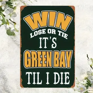 Vintage Green Bay Packers Metal Wall Art 8x12 Inch Rustic Farmhouse Design Football Fan Sign Weather Resistant Iron Decor for Home Garden Bar Cafe Farmhouse Decoration Vintage Plaque Decor