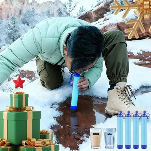 Outdoor Water Filter, Straw Water Filter, Emergency Survival Water Purifier for Prepper Emergency Equipment Hiking Camping