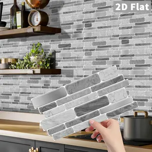 12/24/48 Sheets Self-Adhesive Square Backsplash Tiles- Classic Striped Marble Vinyl - Waterproof Peel & Stick DIY Wall & Furniture Stickers​​, Decoration