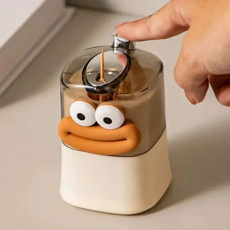 Creative Toothpick Storage Box Automatic Pop-up Toothpick Box Home Living Room Dining Room Kitchen Push-type Toothpick Holder Toothpick Container Plastic Canister Organiser