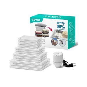 【FathersDayGift】VEVOR 15 Pack Vacuum Storage Bags with Electric Pump,  , Space Saver Bags Compression for Comforters and Blankets, Sealer Clothes Storage Travel Essentials
