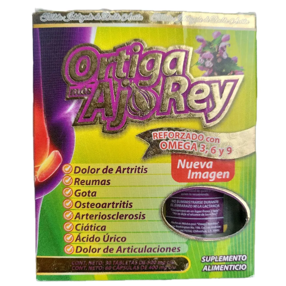 Ortiga Mas Ajo Rey Reforzado with Omega 3 6 9 Natural Supplement Dietary Alimenticio for Health Benefits