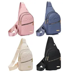 Solid Color Quilted Fanny Pack-Casual Zipper Chest Belt Bum Bag,Adjustable Sling Bag for Daily Use,Lightweight & Waterproof.