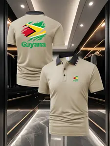 Men's Guyana Flag Theme Polo Shirt - Front & Back Double Print Design Stylish & Versatile Summer Breathable Comfortable Short Sleeve Business Sports Casual Top