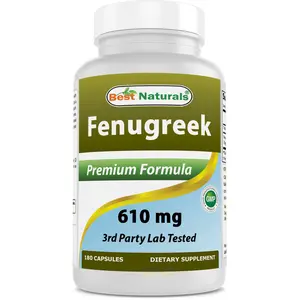 Best Naturals Fenugreek Seed 610 mg 180 Capsules - Supports Healthy Blood Sugar & Cholesterol Levels - Organic Natural Powder - GMP Certified - USA Made
