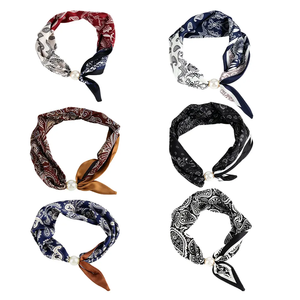 6 Packs Scarf Necklace for Woman Trendy Elegant Bandana Choker, Scarf Necklace with Charm, Lightweight Silk Neck Scarf Scarves,Luxury Boho Everyday Formal Costume Jewelry
