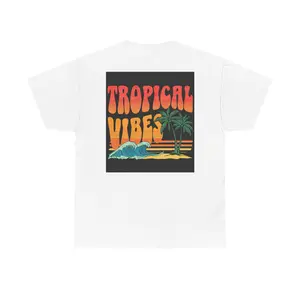 Tropical Vibes Unisex Heavy Cotton Tee, Beachwear, Summer Shirt, Vacation Outfit, Casual Everyday Wear, Gift for Travelers