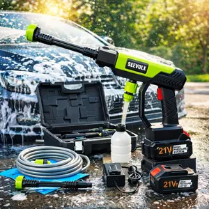 SEEVOLX 21V Cordless Pressure Washer Portable - Rechargeable Power Washer with Accessories for Car Wash, Patio Cleaning, Garden Hose, Driveway & Outdoor Home Maintenance Tool