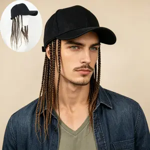 Men's Hip Hop Braided Dreadlock Wig Baseball Cap - Adjustable Synthetic Hair Hat