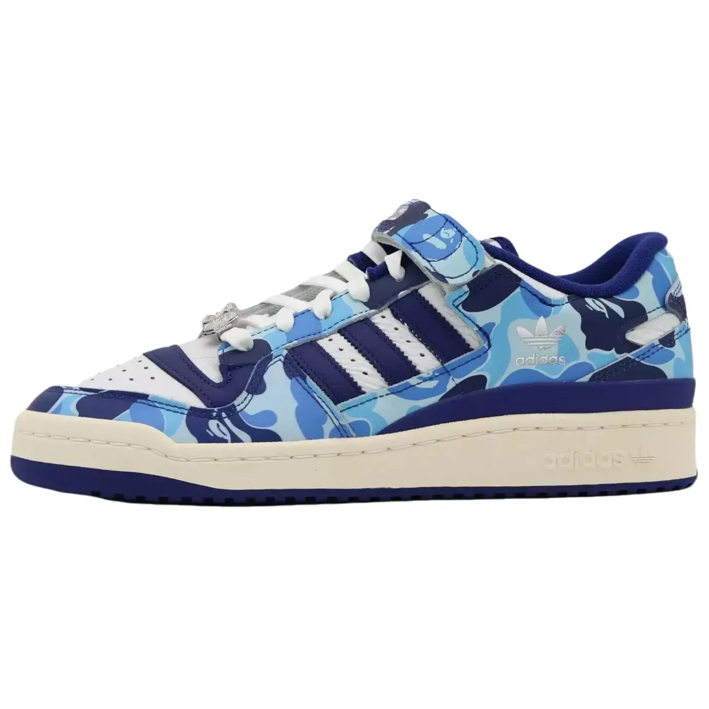 Men's Adidas Forum Low 84 '30th Anniversary - Blue' x BAPE Limited Edition Collaboration Streetwear Sneakers, Round Toe, Lace-Up, Camo Print, All-Season Athletic Trainer, Casual Classics Footwear