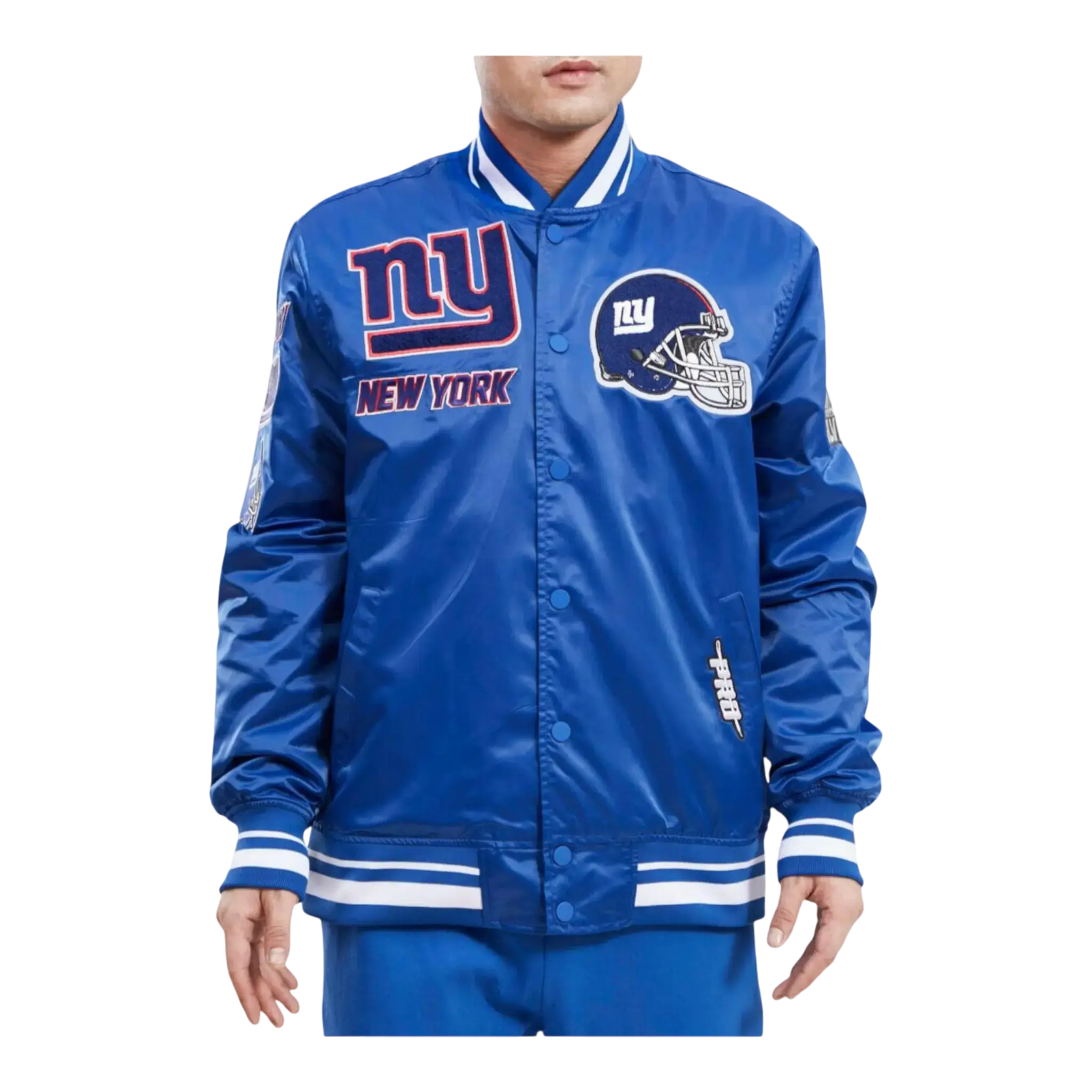 Pro Standard New York Giants Mash Up Logo Satin Jacket in Dodger Blue | Men's