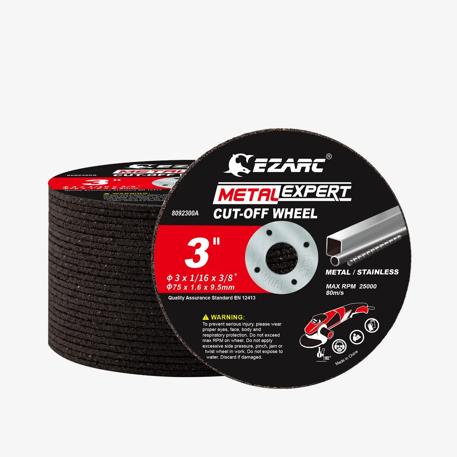 EZARC Metal Cut Off Disc For Metal and Stainless Steel, 3'' with 3/8''. Arbor, 4.5'' with 7/8''. Arbor, Metal & Stainless Steel Cutting Disc for Angle Grinder