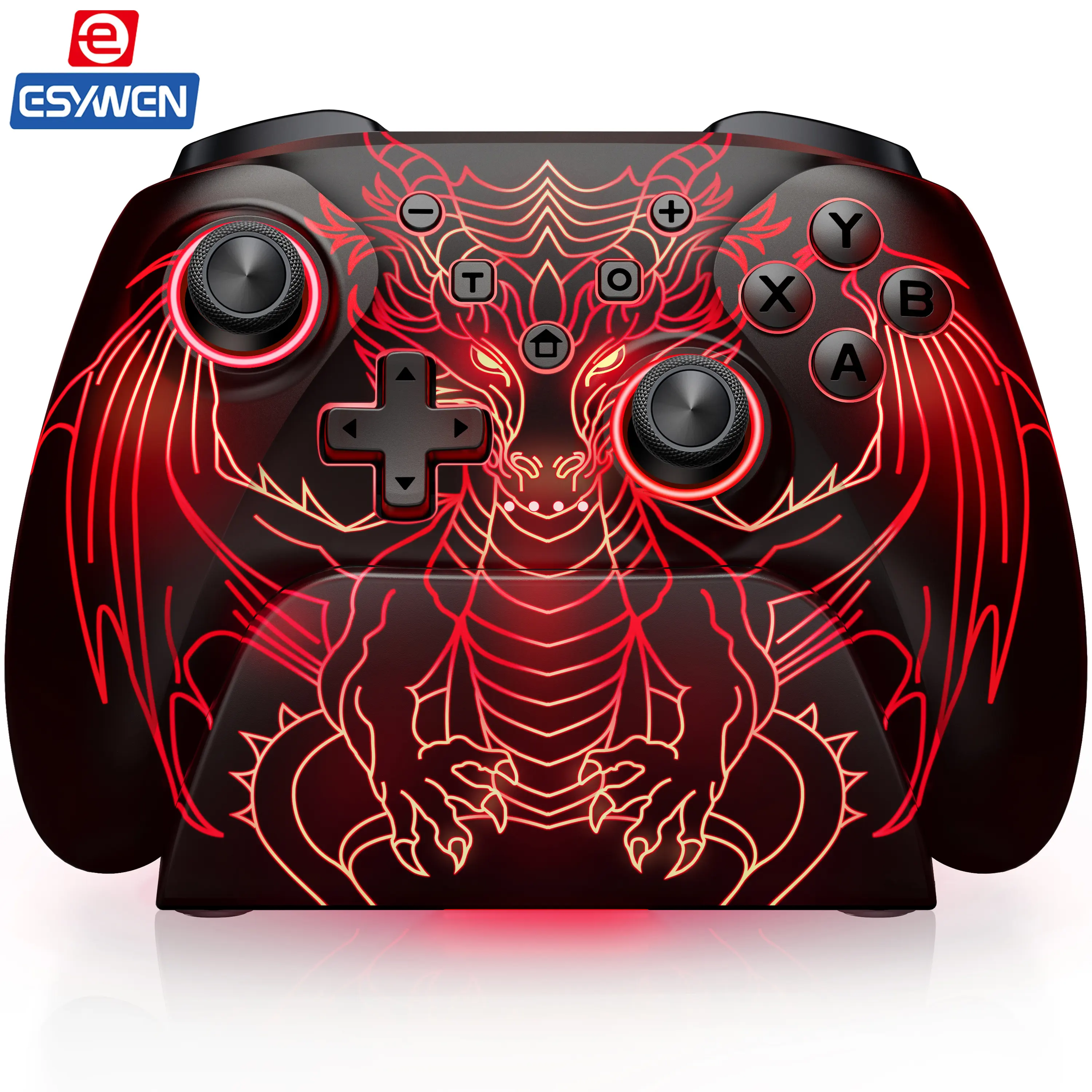 ESYWEN Wireless PC Controller, 1000Hz Polling Rate, Hall Effect Joysticks & Triggers, Controller for PC/Switch 2/Switch/Android/IOS, 1000mAh Battery, with 7 Light Modes/Paddle/Turbo/Motion/Charging Dock
