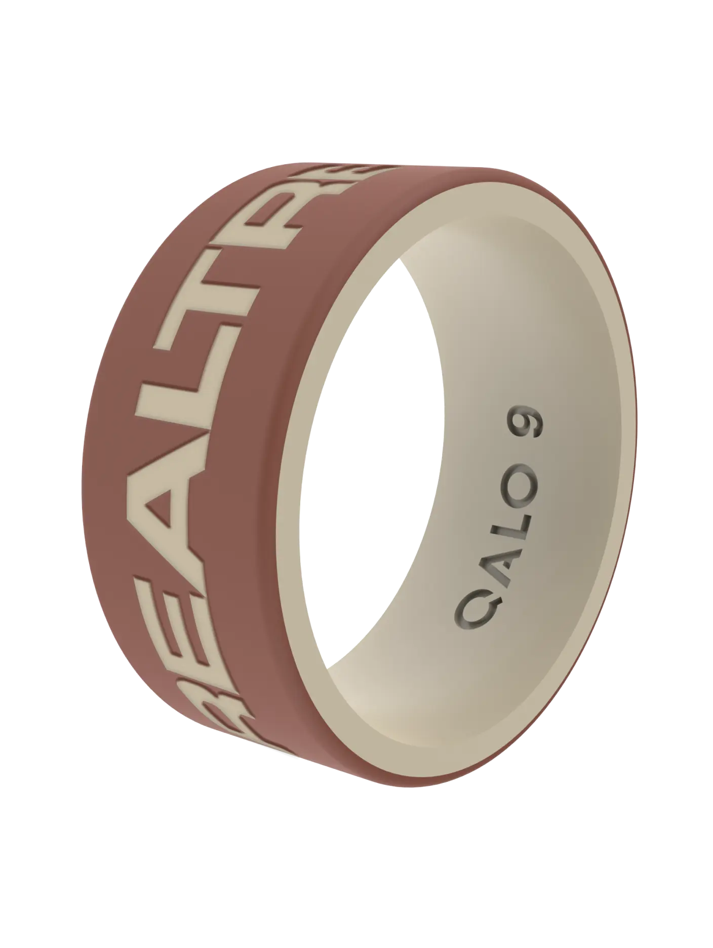 Men's Silicone Round Ring in Mahogany Khaki Strata, Flexible Band for Outdoor Adventure and Real-Life Wear, Authentic Grit, Casual, Gritty Look