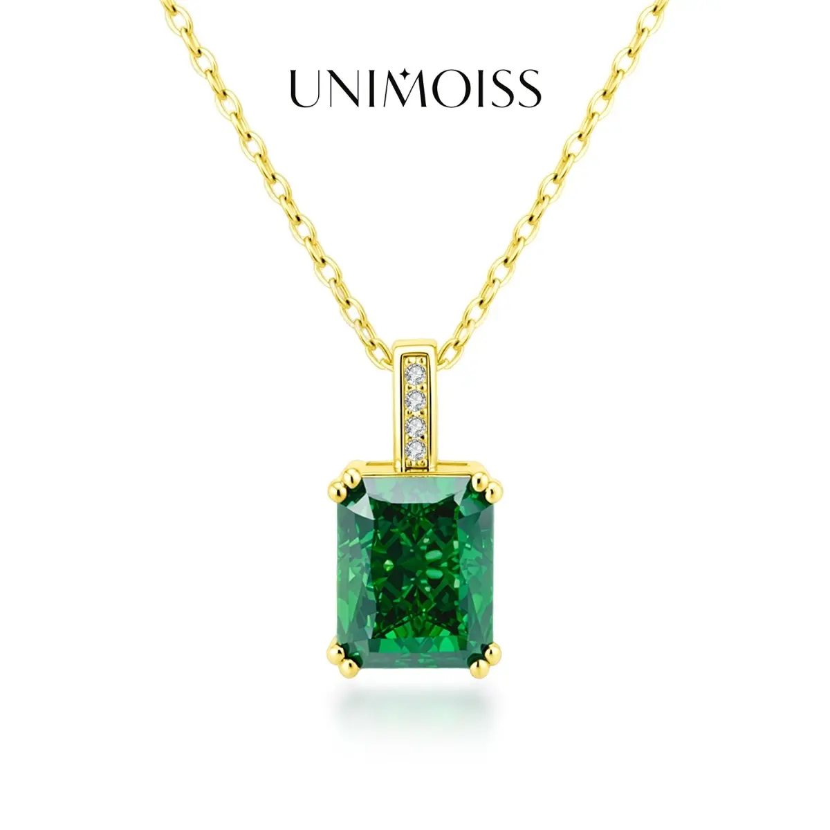 UniMoiss Symphony of Vert Square Pendant Necklace Silver-Plated Cubic Zirconia Jewelry Birthday Wedding Engagement Anniversary Valentine's Day Gift Daily Wear hypoallergenic