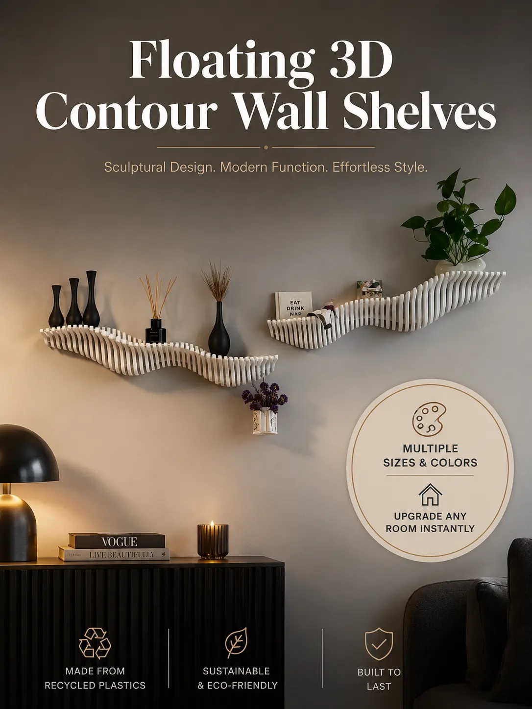 Floating 3D Countour Wall Shelf | Modern Living Wall Decor