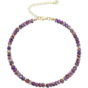 Florideco 1pc Natural Stone Beaded Anklets Bracelets for Women Handmade Beaded Anklet Bracelet Waterproof Boho Beads Ankle Bracelet Adjustable Summer Jewelry