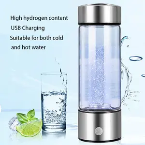 Hydrogen Water Bottle Generator, Portable Rechargeable Aquahealth Hydrogen Water, Hydrogen Water Electrolyzer, Using SPE/PEM Technology, Suitable for Home, Office, Travel, Fitness Drinking (Silver)