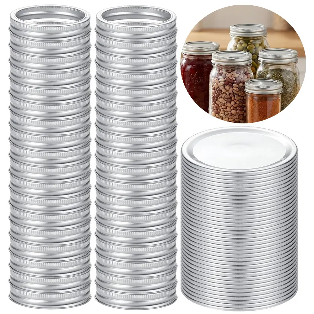 42 Pack Canning Lids and Rings for Wide Mouth Mason Jar, Split-Type Metal Mason Jar Lids for Canning, Mason Jar Lids and Rings Set for Wide Mouth Canning (42 Lids + 42 Rings for Wide Mouth)