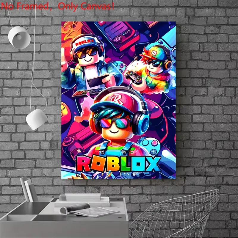 1 piece/set frameless canvas painting print poster, Unframed Wall Art, Wall Picture, Pictures Wall Decor, Aesthetic Wall Decor, Game Poster art, Artwork, Roblox Gaming Art, a gift for Video games loves, ideal gift for bedroom, living room, home decor