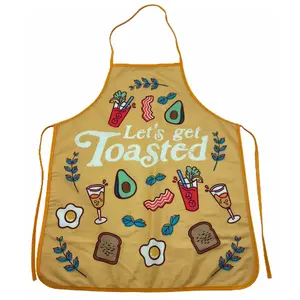 Let's Get Toasted Apron Funny Comfort Food Breakfast Bruch Graphic Novelty Kitchen Apron Funny Graphic Kitchenware Bakeware Drinking  Funny Food  Novelty Cookware Yellow
