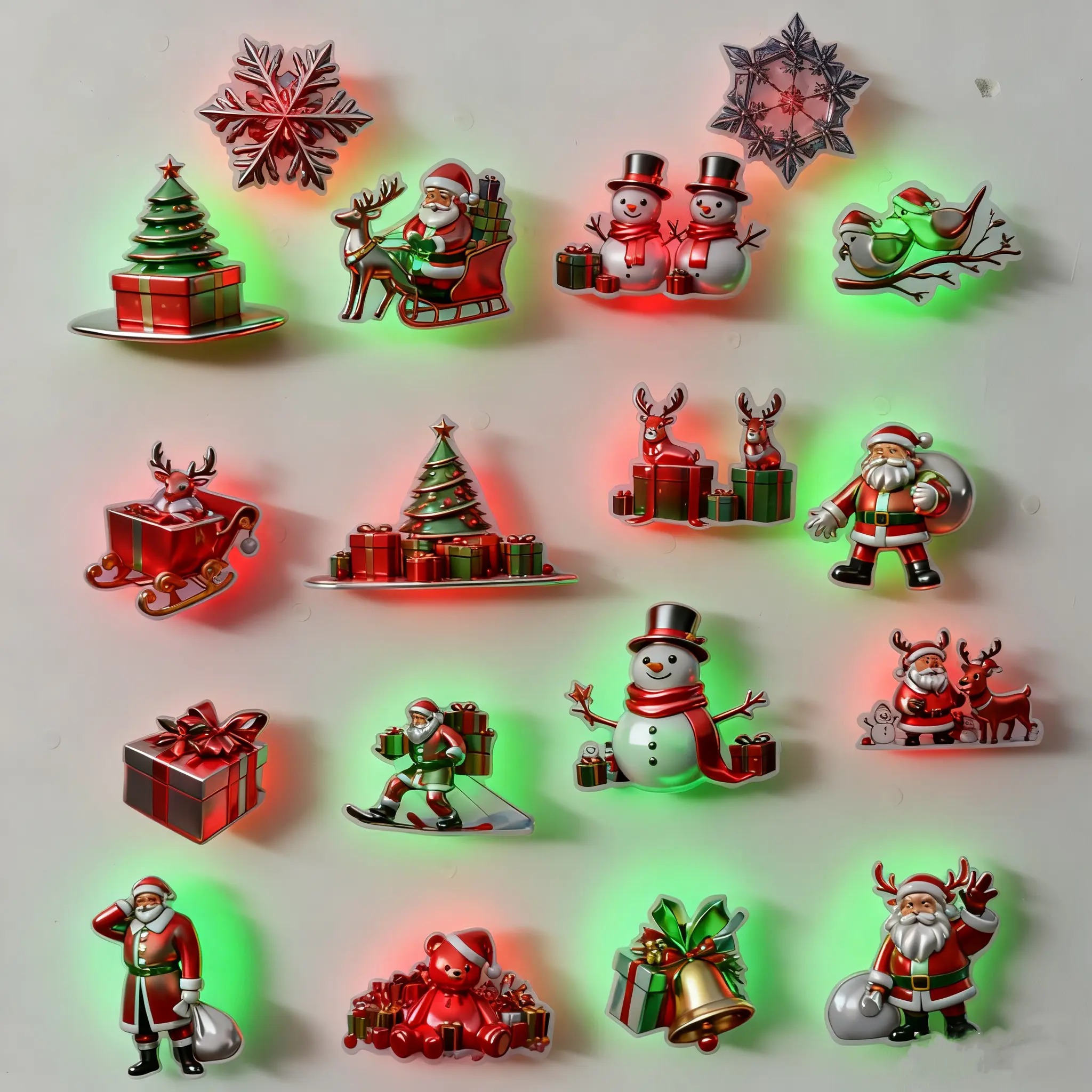 3D Glow-in-the-Dark Christmas Wall Decals - Santa Claus, Reindeer, Snowmen, Snowflakes, Christmas Trees - Ambient Light Night Light Decor - Santa 3D Display for Instant Festive Wall Mood Home Use