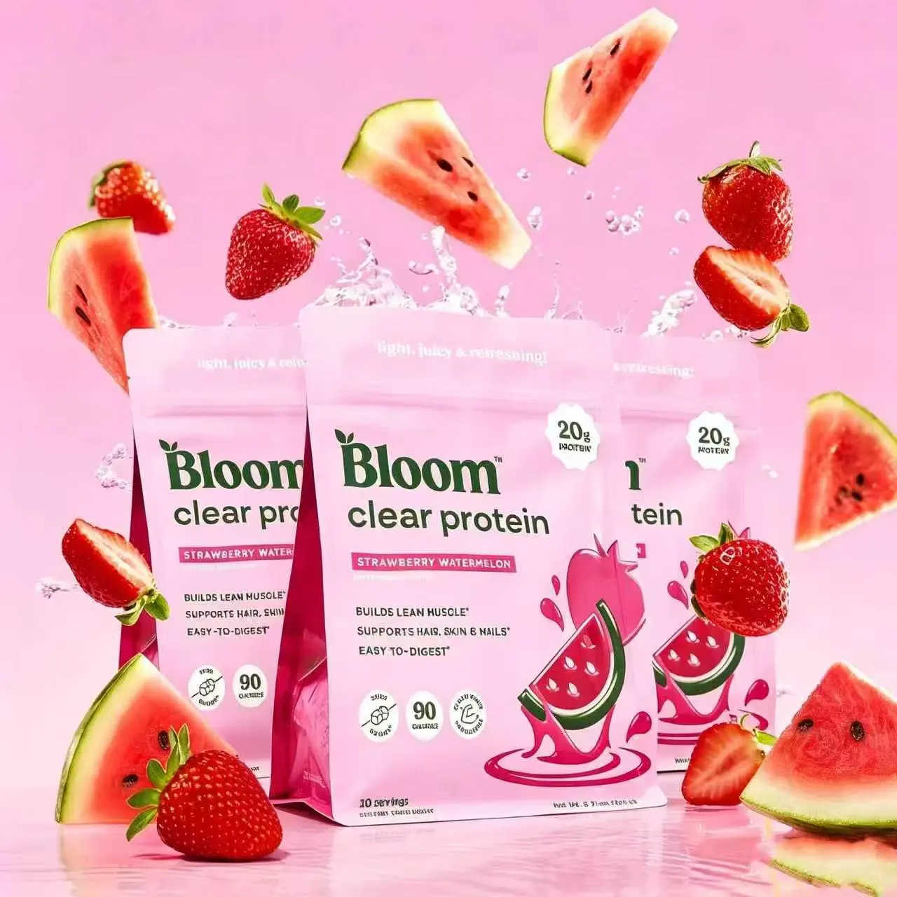 (Flash Sale 3 Packs) Bloom Nutrition Clear Protein - Clear Whey + Collagen Protein Blend | 20g Protein, 90 Calories, 0g Sugar, Light & Refreshing Fruity Drink | Protein for Women