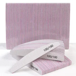 25pcs/10Pcs/5Pcs Set Natural Nail Files - 100/180 Grit Sandpaper Nail Files, Professional Nail Files And Buffing Blocks Set - Professional Gel Nail Files, Grey Nail Buffers Nail File Set