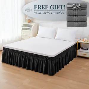 Mocassi 1-Piece 16 Inch Wrap Around Elastic Style Ruffled Bed Skirts