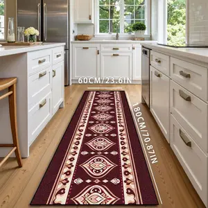 Vintage Moroccan Style Geometric Pattern Kitchen Runner, 1 Count Non-slip & Machine Washable Kitchen Rug, Machine Washable Rugs, Kitchen Decor, Home Decor, Room Decor