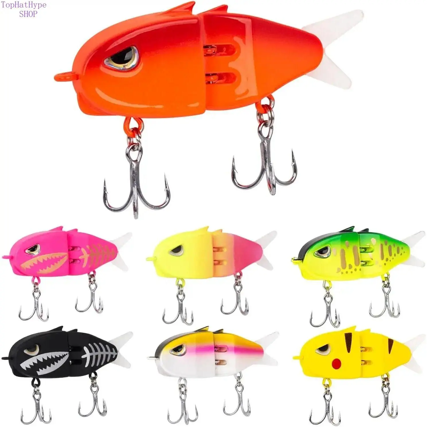 Fishing Lures Set, 7-Piece Colorful Multi-Jointed Hard Body Swimbaits, Slow Sinking Lures with Double Hooks for Freshwater & Saltwater, Outdoor Fishing Equipment, Fishing Tackle