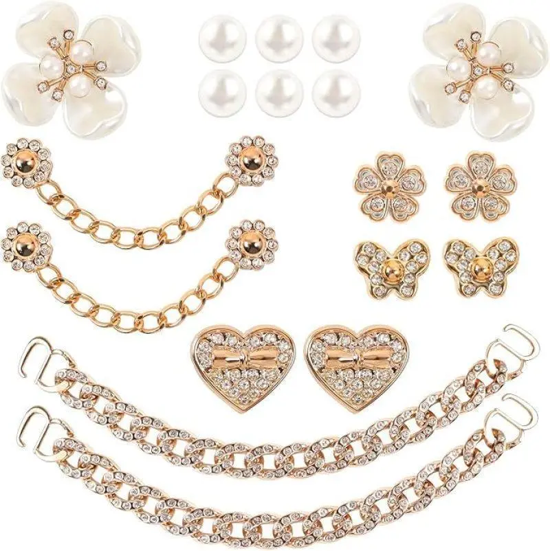 Bling Shoe Charms Bling Shoe Charm Accessories Kit with Crystal Rhinestone, Pearl and Flower Designs for Women's Clog Decoration Crystal Rhinestone Shoe Charm Cute Decor