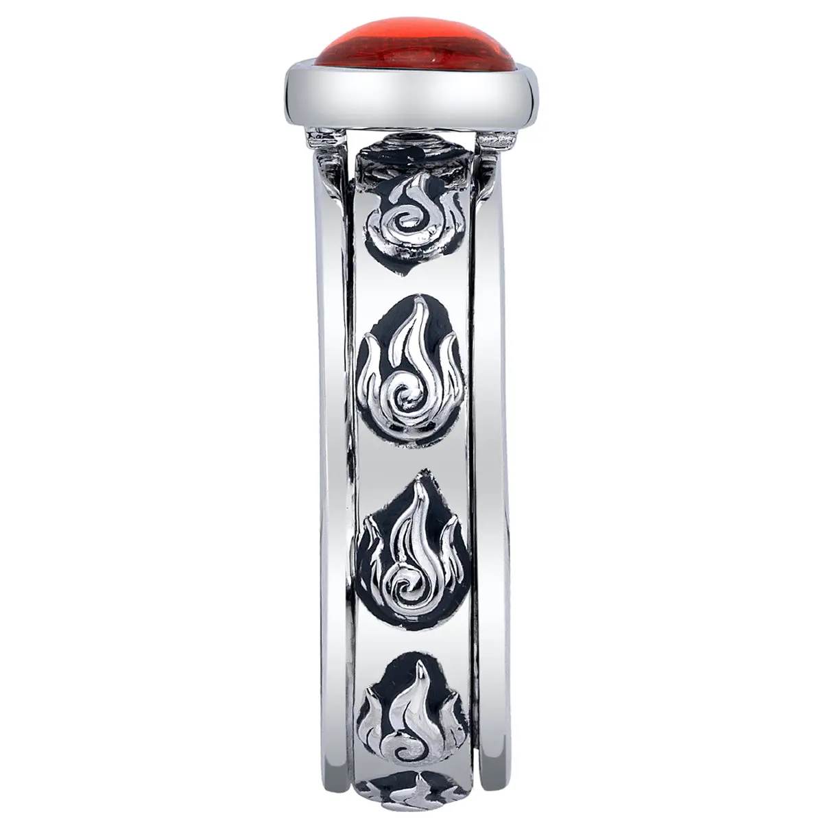 Firebender Spinner Ring in Solid Sterling Silver, Avatar Inspired Collectible with Engraved Symbol, Spinning Interior Band and Elemental Power Quote
