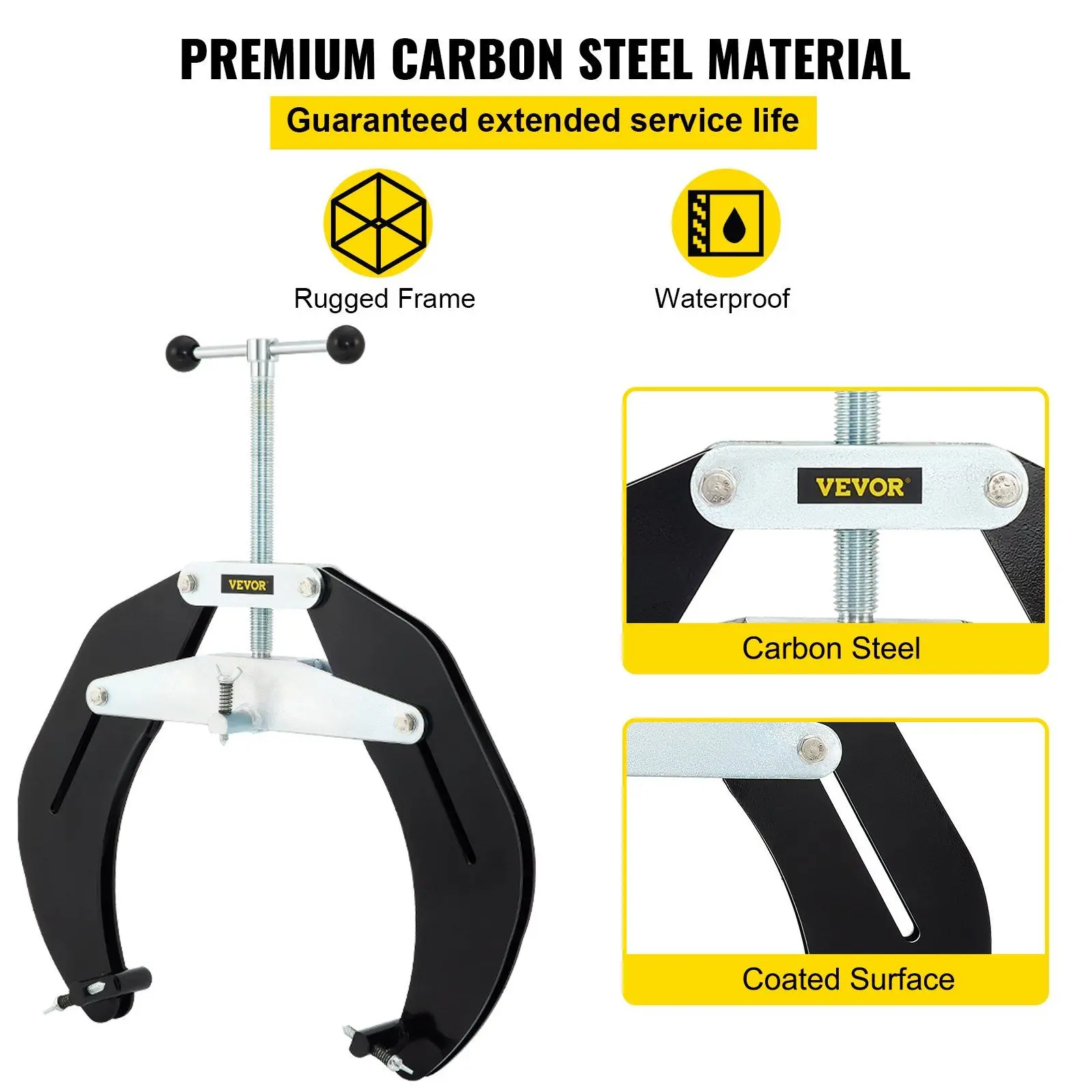 VEVOR Carbon Steel Pipe Clamp, 1 x Ultra Clamp, 5"-12" Diameter (5-12 in), Quick-Acting Screws, 19.4lb High-Strength Steel Pipe Alignment Tool with Lightweight Black Design