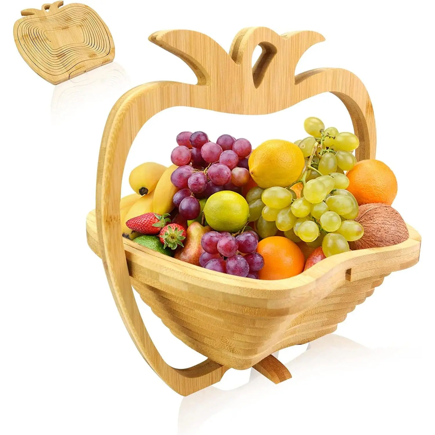 Foldable Fruit Basket   Fruit and Veggie Basket,Fruit Bowl Holder Dried Fruit Basket For Christmas decorations Holiday Party Mom Gifts ()